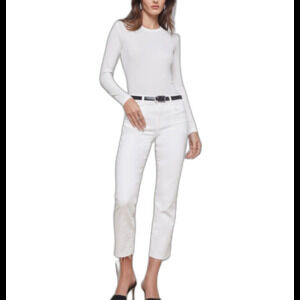 L’agence Sada Slim Leg Cropped Jean Cambridge High Rise Blanc White Pants Sz 24